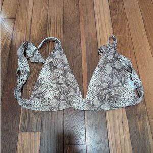 Aerie Cream and Brown Bikini Top